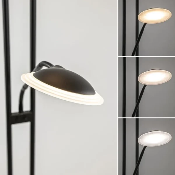 Cheap Straluma Moderne LED vloerlamp met uplighter en leeslamp mat zwart