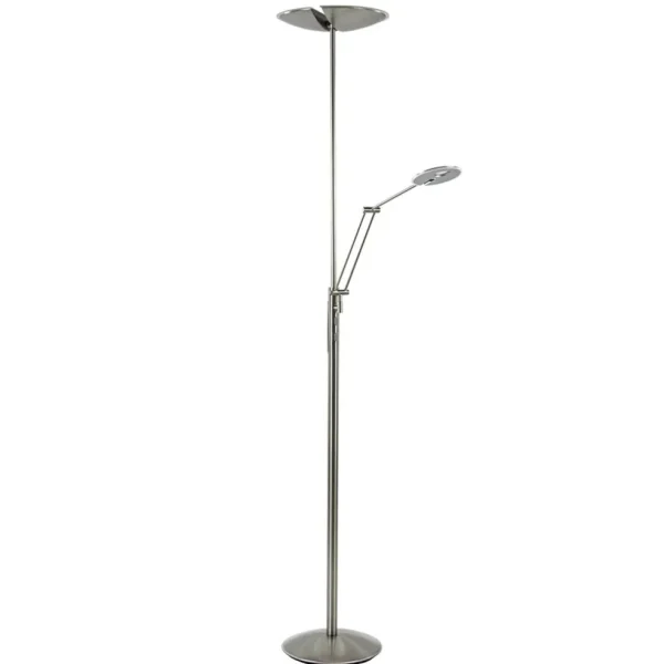 moderne_led_vloerlamp_nik_0.webp New Straluma Moderne LED vloerlamp nikkel met uplighter en leeslamp