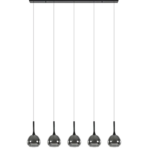 moderne_lichts_eettafelha_0.webp Best Straluma Moderne 5-lichts eettafelhanglamp zwart met dubbel glas