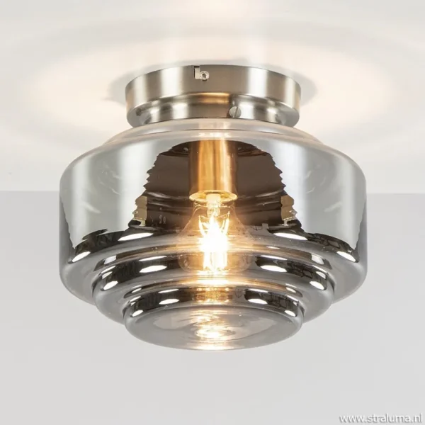 moderne_plafondlamp_nikke_1-1.webp Clearance Straluma Moderne plafondlamp nikkel met smokey glas