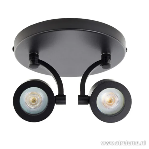 moderne_plafondspot_mat_z_3.webp Online Straluma Moderne plafondspot mat zwart 2-lichts