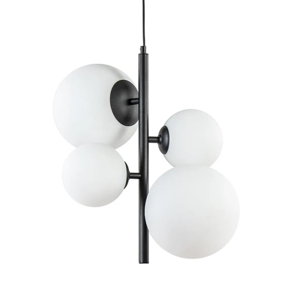 moderne_retro_hanglamp_zw_0.webp Clearance Straluma Moderne retro hanglamp zwart met witte bollen