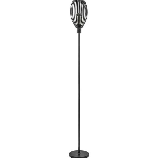 Shop Straluma Moderne staande lamp met draad kap mat zwart