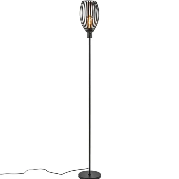 Shop Straluma Moderne staande lamp met draad kap mat zwart
