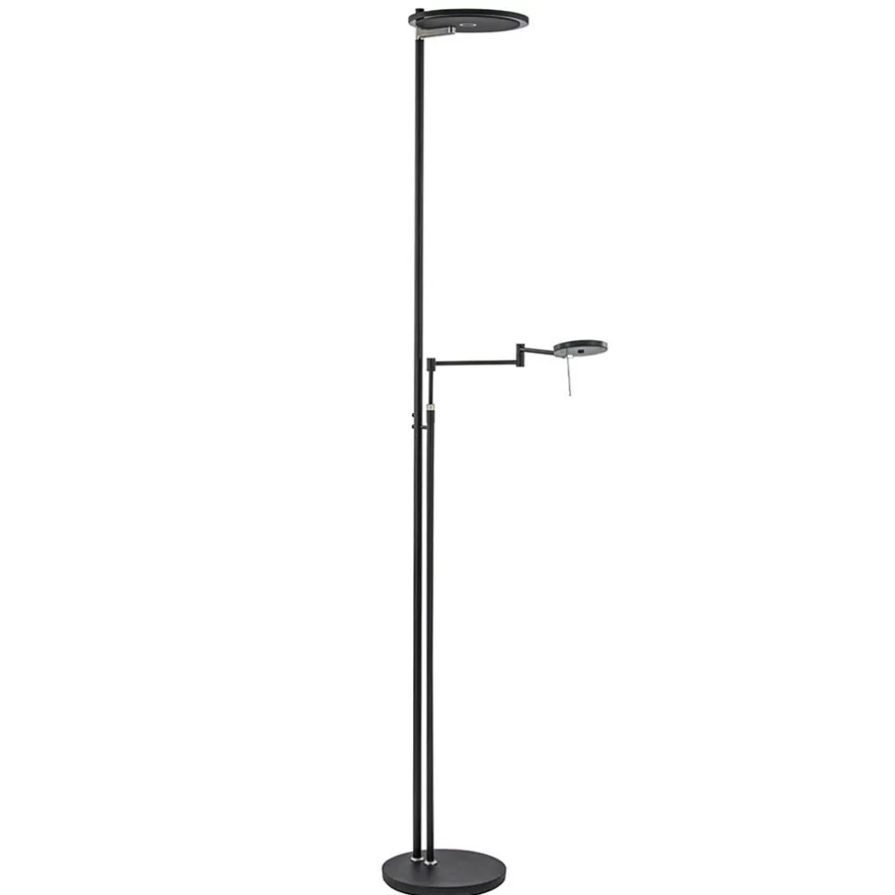 moderne_uplighterleeslamp_0.webp Store Straluma Moderne uplighter/leeslamp zwart met smoke glas