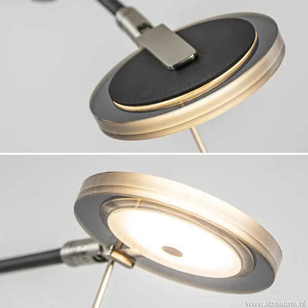 Store Straluma Moderne uplighter/leeslamp zwart met smoke glas