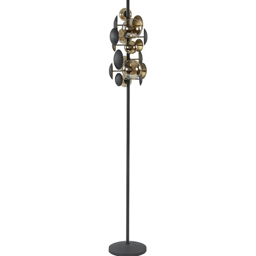 moderne_vloerlamp_grijsgo_0.webp Shop Straluma Moderne vloerlamp grijs/goud met amber glas