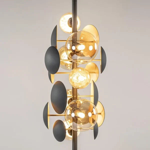 Shop Straluma Moderne vloerlamp grijs/goud met amber glas
