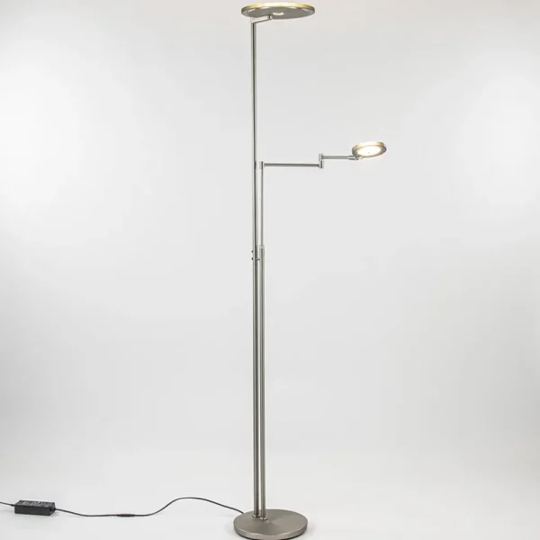 moderne_vloerlamp_uplight_1.webp Store Straluma Moderne vloerlamp uplighter staal met smoke glas