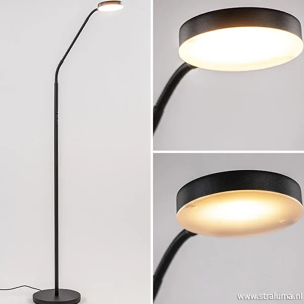 Hot Straluma Moderne vloerlamp zwart met dimbaar LED