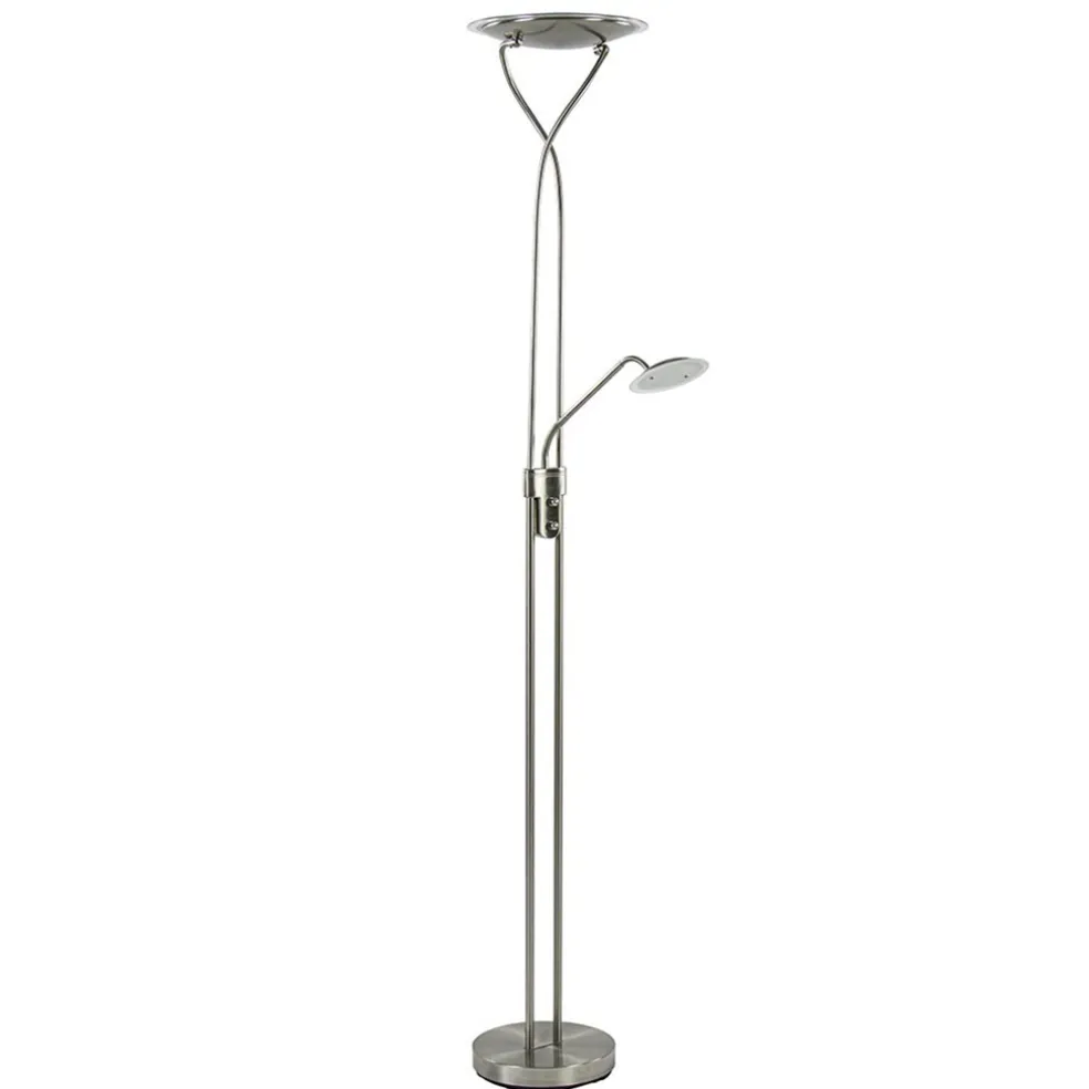 nikkel_vloerlamp_met_led__0.webp Best Sale Straluma Nikkel vloerlamp met LED uplighter en leeslamp