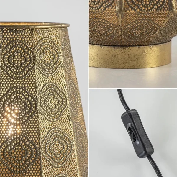 Discount Straluma Oosterse tafellamp lantaarn metaal goud