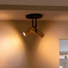 opbouwspot_lichts_rond_zw_4.webp Best Sale Straluma Opbouwspot 2-lichts rond zwart/brass verstelbaar