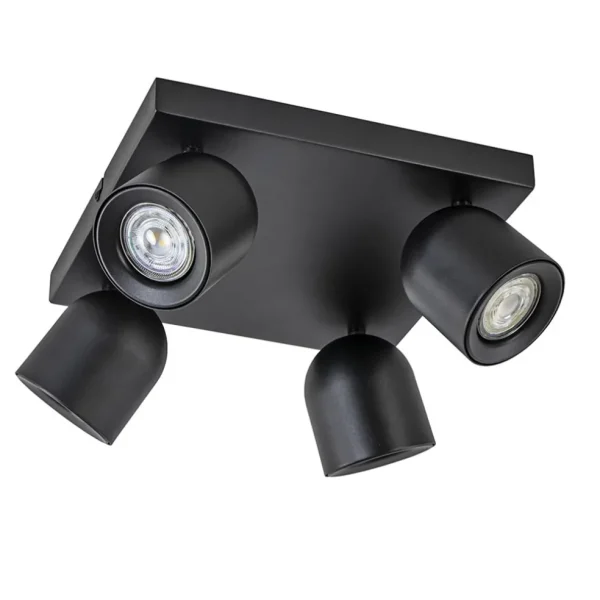Discount Straluma Opbouwspot 4-lichts vierkant zwart GU10