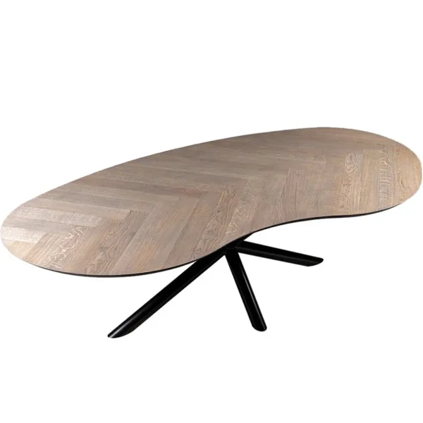 organische_eettafel_eiken_1.webp Sale Straluma Organische eettafel eiken met zwarte poot en visgraat
