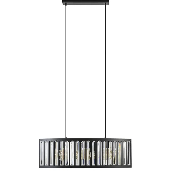 ovale_hanglamp_mat_zwart__0.webp Sale Straluma Ovale hanglamp mat zwart met facet geslepen glas
