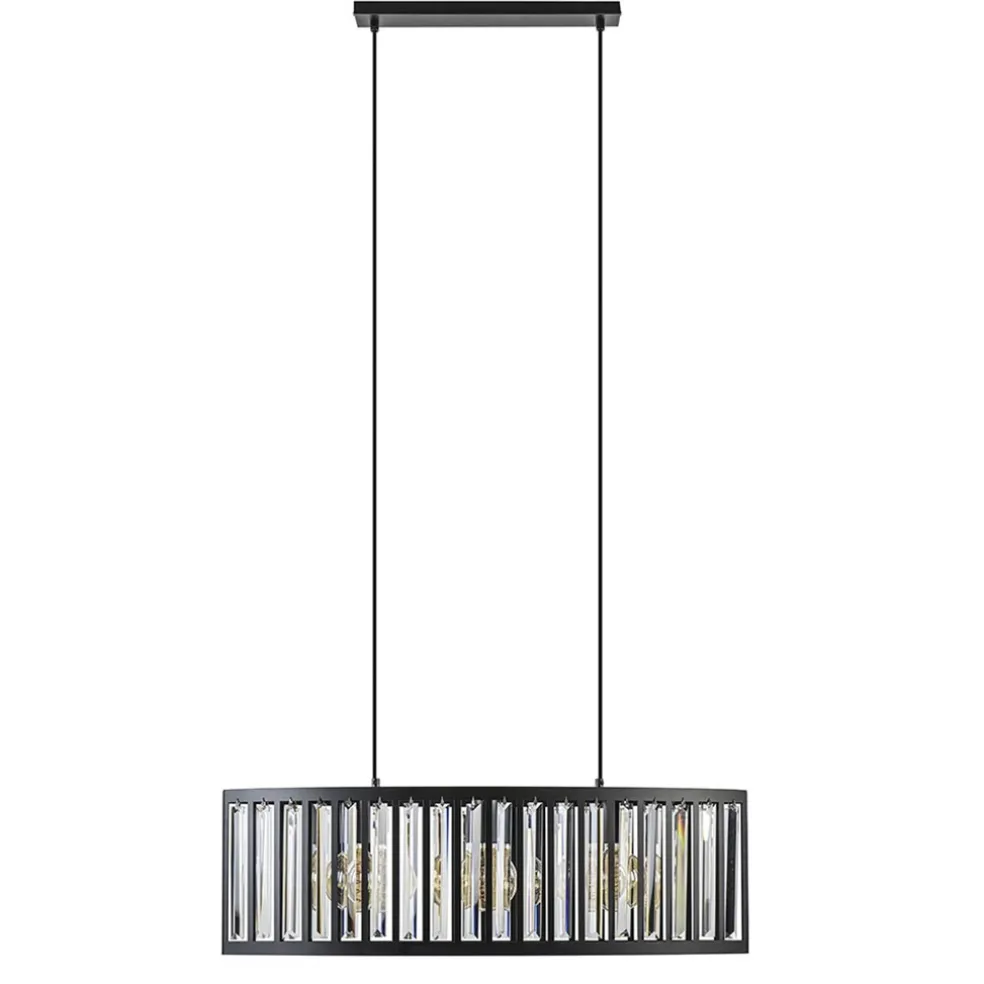 ovale_hanglamp_mat_zwart__0.webp Sale Straluma Ovale hanglamp mat zwart met facet geslepen glas
