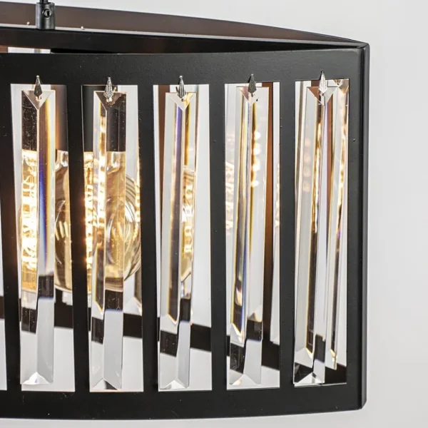 ovale_hanglamp_mat_zwart__2.webp Sale Straluma Ovale hanglamp mat zwart met facet geslepen glas