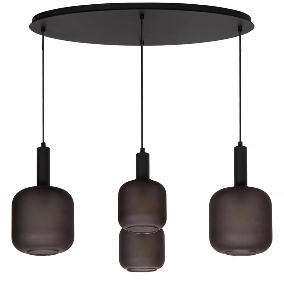 Shop Straluma Ovale 4-lichts hanglamp zwart met mat zwart glas