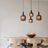 Shop Straluma Ovale 4-lichts hanglamp zwart met mat zwart glas