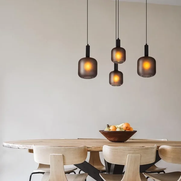 Shop Straluma Ovale 4-lichts hanglamp zwart met mat zwart glas