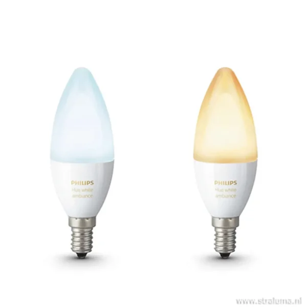 philips_hue_w_e_kaars_pac_1.webp Online Straluma Philips Hue 4w e14 kaars 2-pack white ambiance
