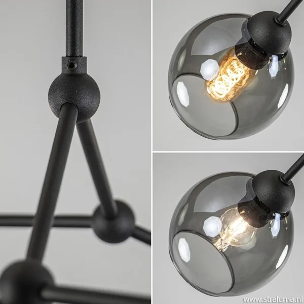 plafondlamp_armen_zwartsm_3.webp Hot Straluma Plafondlamp 4-armen zwart+smoke bolglas