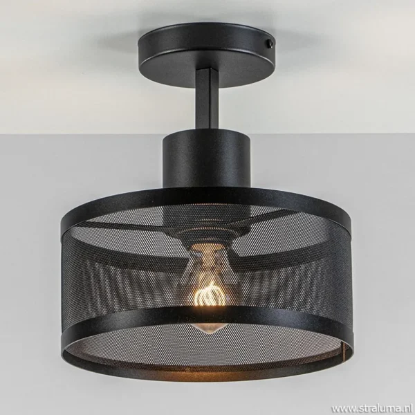 plafondlamp_cilinder_gepe_1.webp Hot Straluma Plafondlamp cilinder geperforeerd zwart