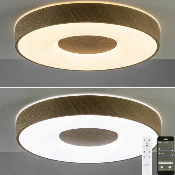 plafondlamp_coin__hout__r_2.webp Best Sale Straluma Plafondlamp Coin 50 hout + remote CCT