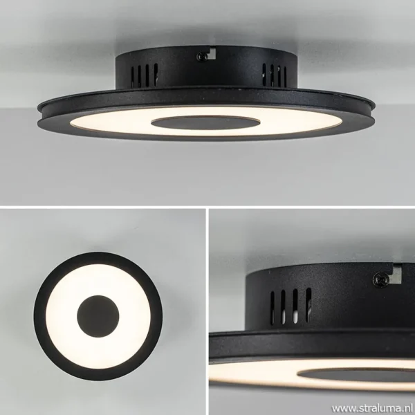 plafondlamp_disc_cm_zwart_1.webp Best Straluma **Plafondlamp disc 26cm zwart 3-step dim