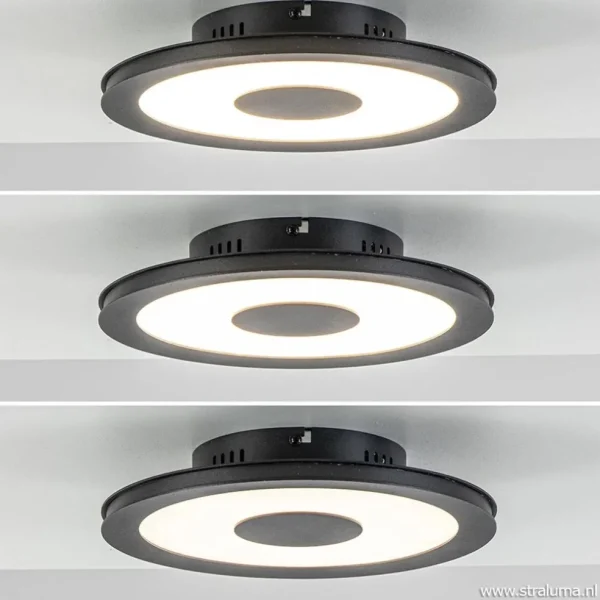 plafondlamp_disc_cm_zwart_3.webp Best Straluma **Plafondlamp disc 26cm zwart 3-step dim