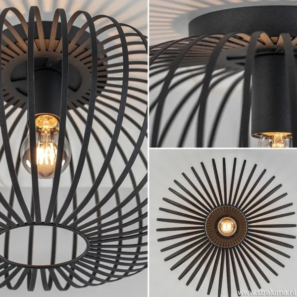Discount Straluma Plafondlamp donut draad zwart 40cm