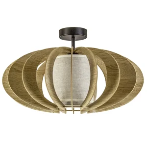 plafondlamp_hout_met_stof_0.webp New Straluma Plafondlamp hout met stoffen kap 50cm