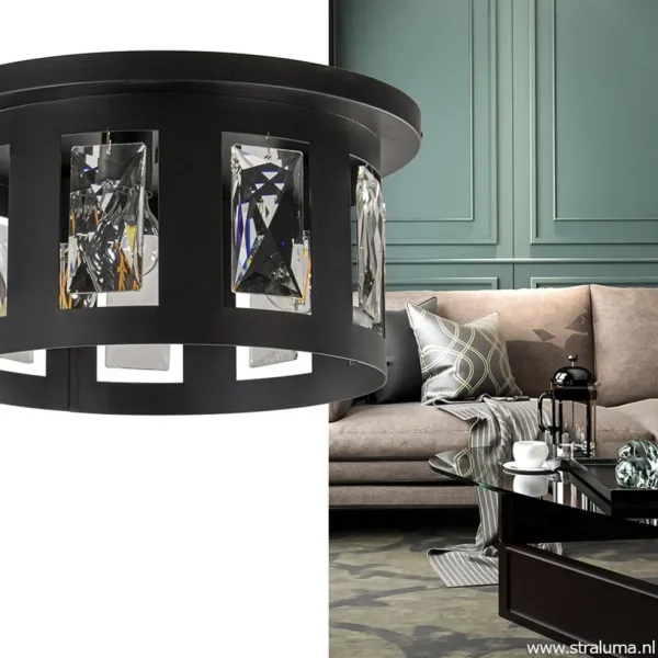 plafondlamp_kristall_blac_4.webp Hot Straluma Plafondlamp Kristall Black met pegels