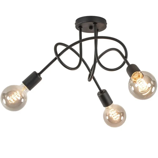 plafondlamp_krul_l_zwart__1.webp Best Straluma Plafondlamp Krul 3L zwart ex. e27 lb.
