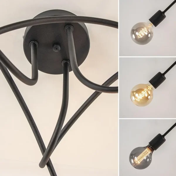 plafondlamp_krul_l_zwart__3.webp Best Straluma Plafondlamp Krul 3L zwart ex. e27 lb.