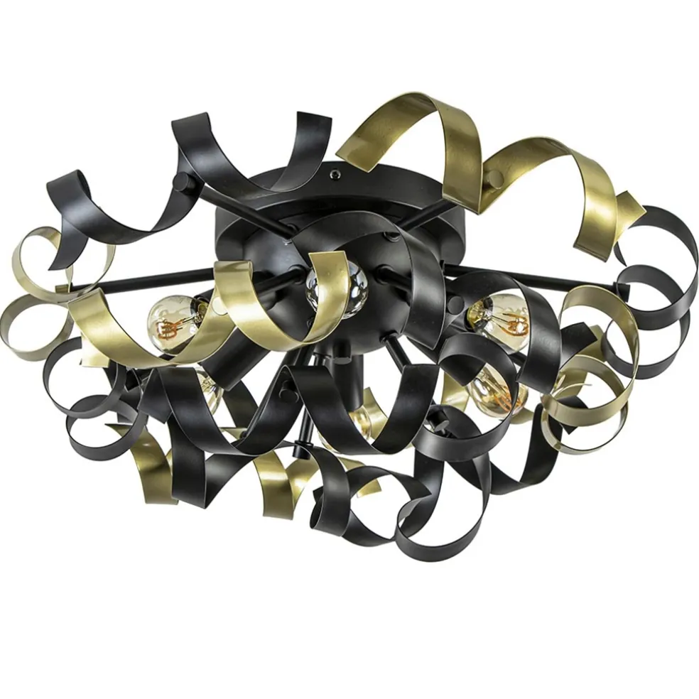 plafondlamp_krul_zwartgou_0.webp Store Straluma Plafondlamp Krul zwart/goud