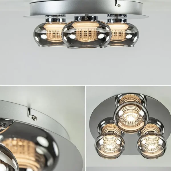 Hot Straluma Plafondlamp 3-L chroom/smoke 3-step dim.