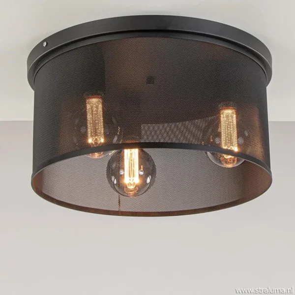plafondlamp_l_cilinder_ga_1.webp Fashion Straluma Plafondlamp 3L cilinder gaas zwart 44cm