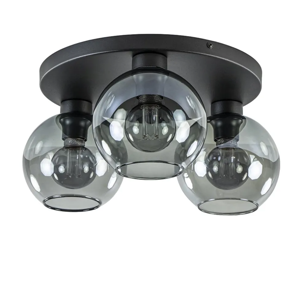 plafondlamp_l_zwart_bolgl_0.webp Best Sale Straluma Plafondlamp 3L zwart bolglas smoke