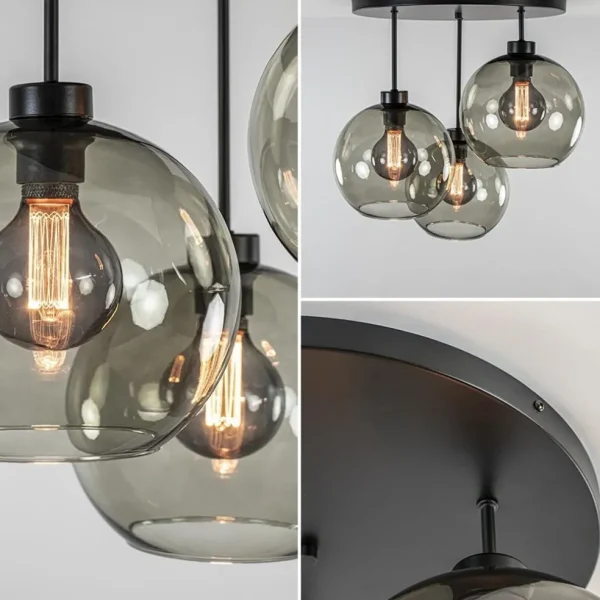 Flash Sale Straluma Plafondlamp 3-lichts zwart + smoke glas 25cm