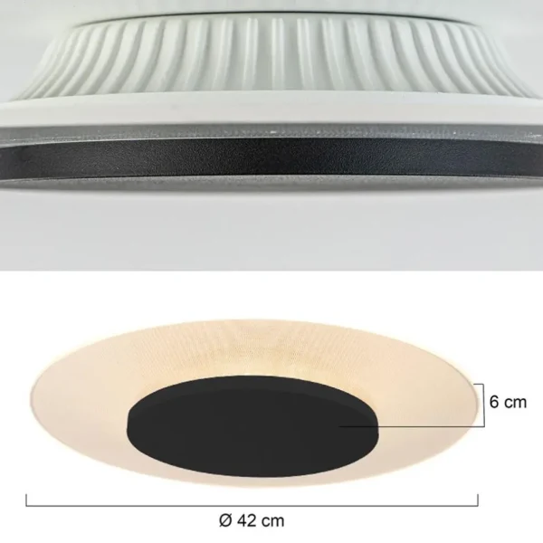 Best Straluma Plafondlamp Lido zwart 42cm indirect