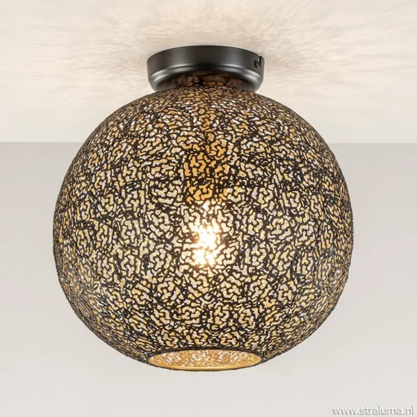plafondlamp_oronero_bol_z_1.webp Shop Straluma Plafondlamp Oronero bol zwart/goud 30cm