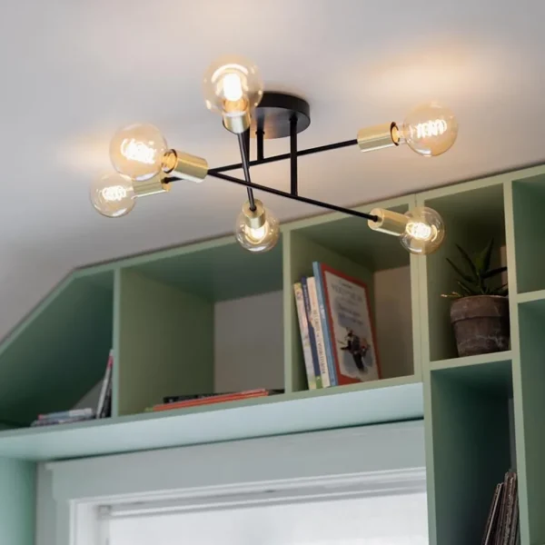 Discount Straluma Plafondlamp Sticks 6L zwart/goud