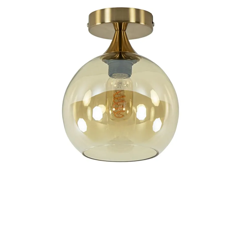 plafondlamp_toilet_goud_m_0.webp Discount Straluma Plafondlamp toilet goud met amber glas