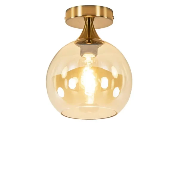plafondlamp_toilet_goud_m_1.webp Discount Straluma Plafondlamp toilet goud met amber glas