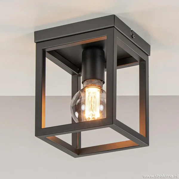 Hot Straluma Plafondlamp vierkant frame klein zwart