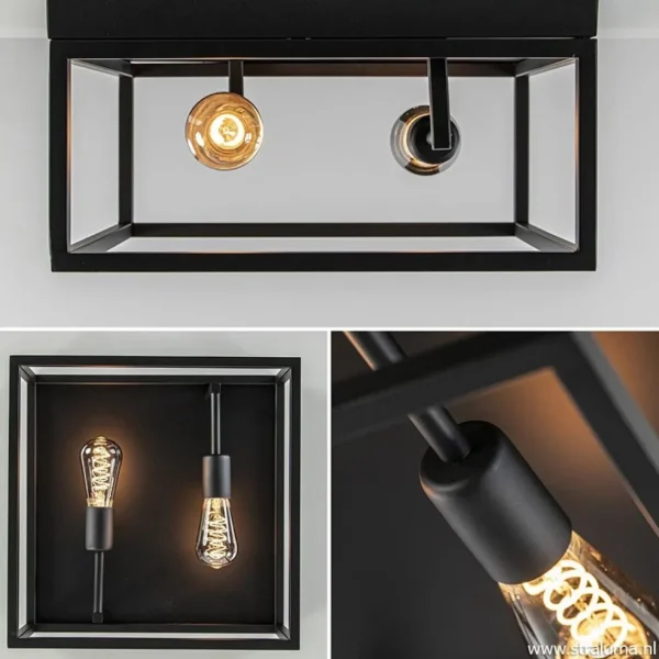 Shop Straluma Plafondlamp vierkant zwart open frame