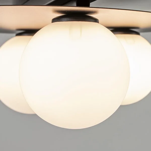 Online Straluma Plafondlamp zwart met 3 witte bollen