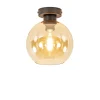 plafondlamp_zwart_met_amb_1.webp Discount Straluma Plafondlamp zwart met amber glas 20 cm